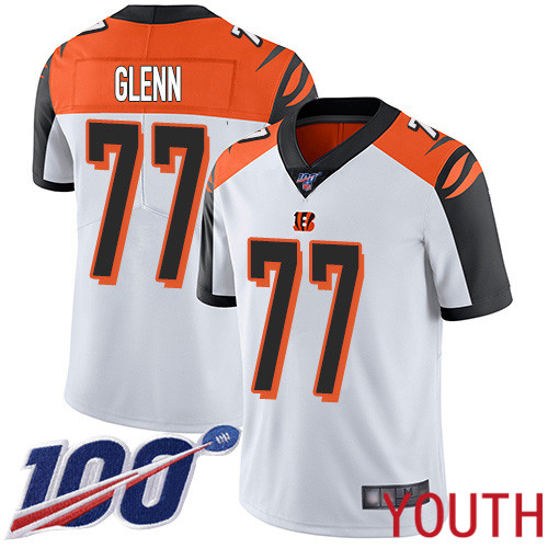 Cincinnati Bengals Limited White Youth Cordy Glenn Road Jersey NFL Footballl #77 100th Season Vapor Untouchable->youth nfl jersey->Youth Jersey